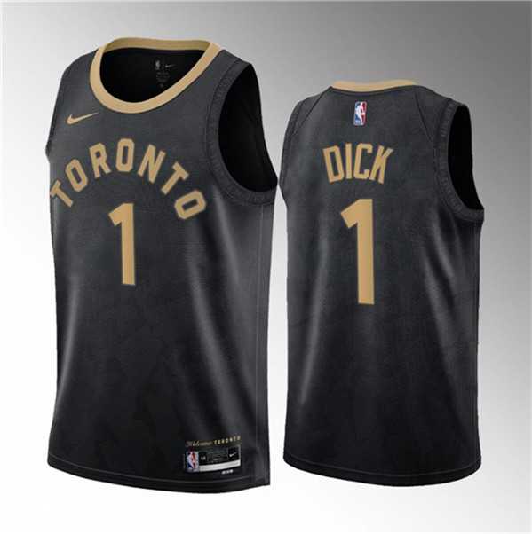 Mens Toronto Raptors #1 Gradey Dick Black 2023 Draft City Edition Stitched Basketball Jersey Dzhi->toronto raptors->NBA Jersey